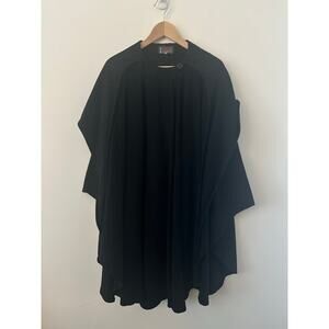Molina Pullover Wool and Cashmere Poncho Cape Women Black Sleeveless